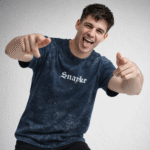 SNAYKE Acid Wash Oversized T-Shirt for Men – Anime Graphic Back Print Streetwear Tee