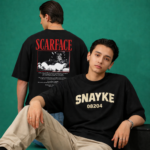 SNAYKE Graphic Oversized T-Shirt for Men – Vintage Back Print Streetwear Tee