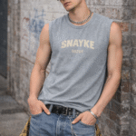 SNAYKE Sleeveless Graphic T-Shirt for Men – Anime Back Print Regular Fit Streetwear Vest