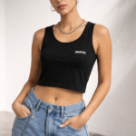 SNAYKE Racer Crop Tank Top for Women – Fitted Sleeveless Casual Essential Top