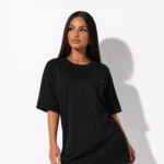 SNAYKE Black T-Shirt Dress for Women – Oversized Casual Mini Dress Street Style