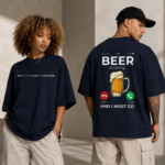 SNAYKE Beer Graphic Oversized T-Shirt for Men & Women – Funny Back Print Streetwear