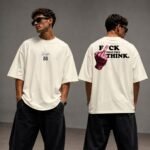 SNAYKE White Oversized Graphic T-Shirt for Men – Bold Back Print Streetwear Tee