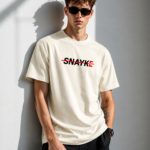 SNAYKE Minimal Logo Oversized T-Shirt for Men | Premium Cotton Graphic Tee | Casual Streetwear Round Neck Half Sleeve